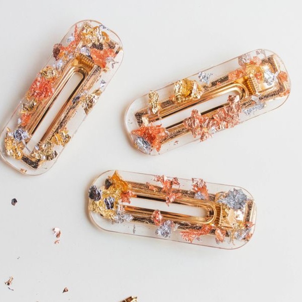 Handmade Resin Shimmer Flake Hair Clips